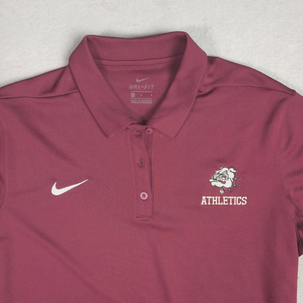 Nike Dri-FIT Womens Maroon Bulldogs Athletics Polo Shirt 908426-669 Size L NEW